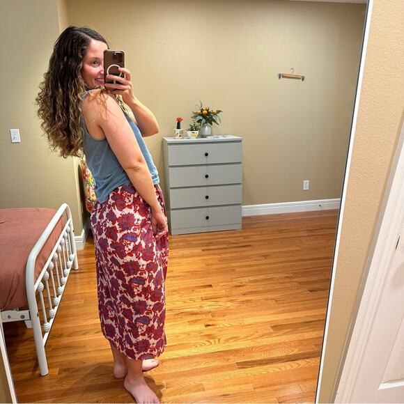 NWT Tuckernuck Xirena Red Blue Cotton Silk Maxi Skirt Large - Picture 3 of 12